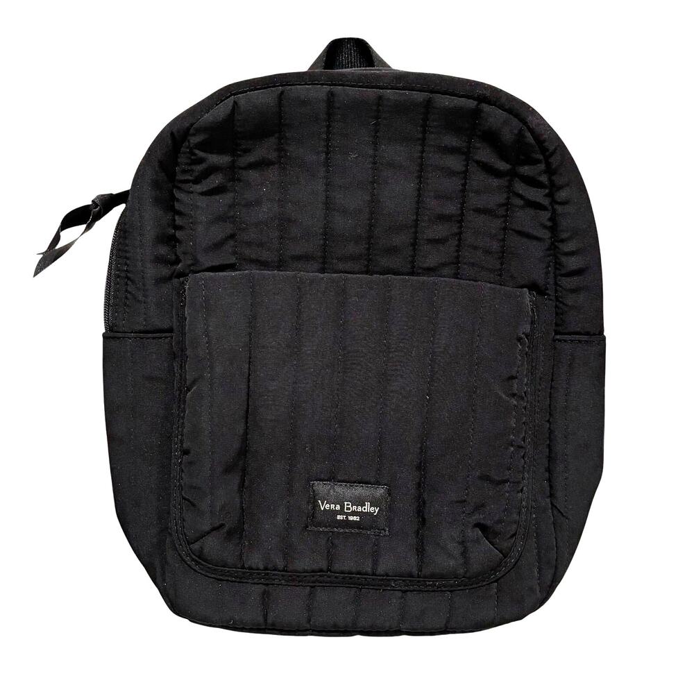 Vera Bradley solid black quilted microfiber cotton mini backpack purse back pack